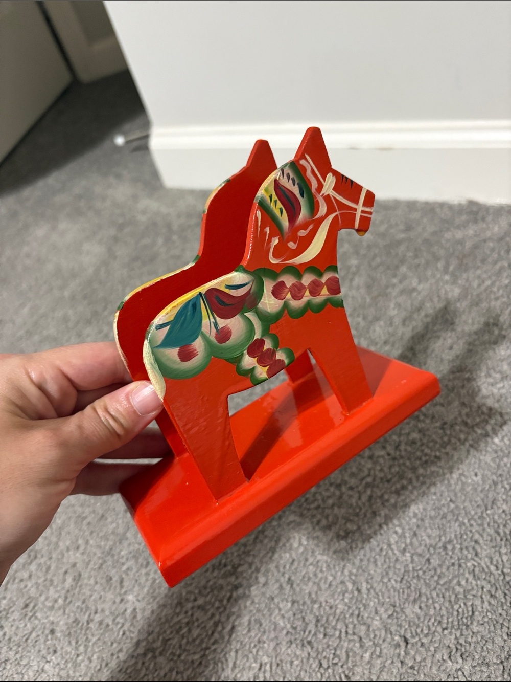 Nils Olsson Swedish Dala horse napkin or letter holder